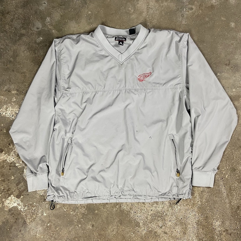 Vintage Antigua Detroit Red Wings Windbreaker Size Large Gray Hockey Pullover